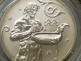 МОНЕТА.2 РУБЛЯ.ЗНАКИ ЗОДИАКА..ВОДОЛЕЙ.2005 год..1/2 oz.925 проба.СПМД.2005
