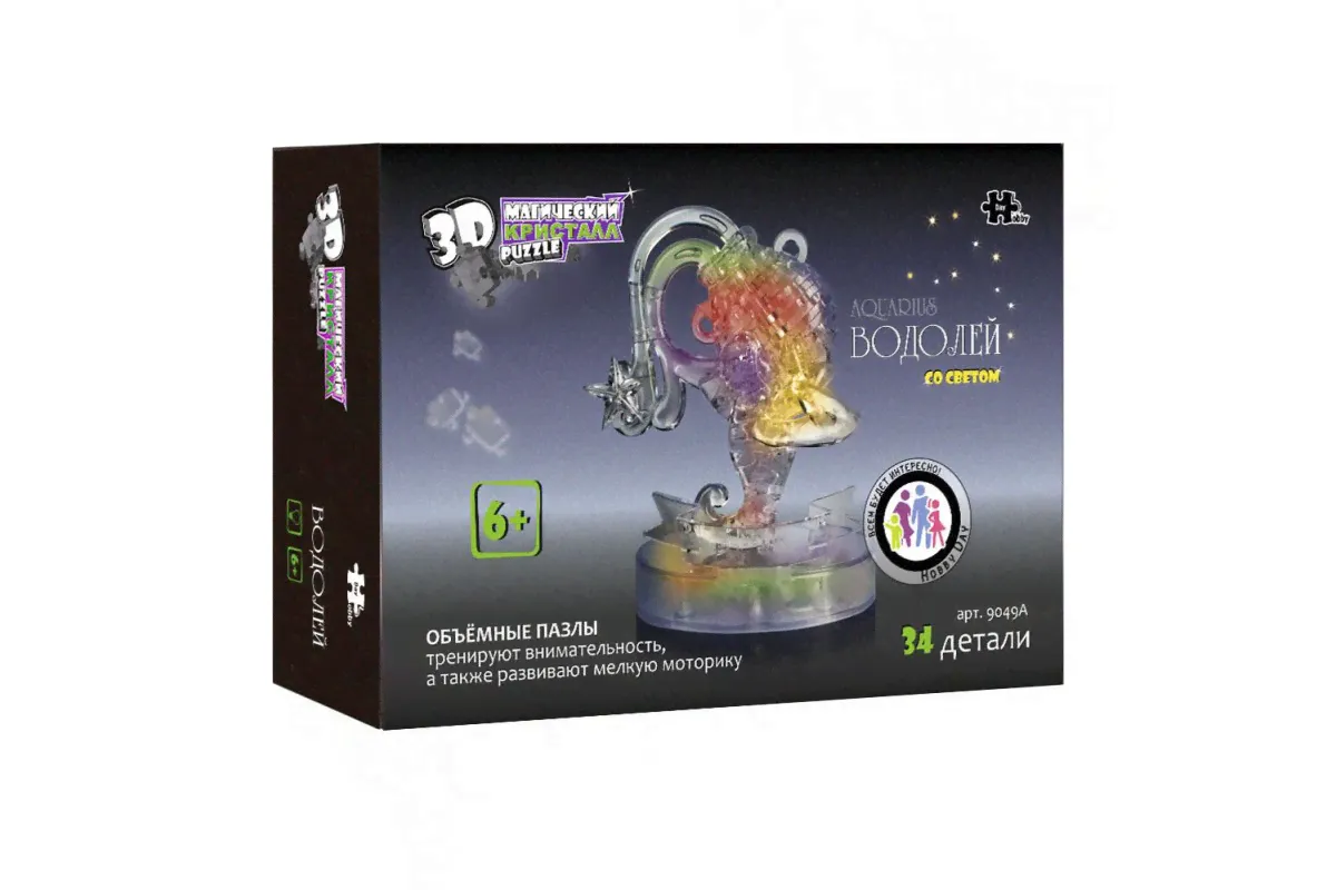 3D Crystal Puzzle Знаки Зодиака Водолей со светом (9049A)(72/36)