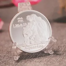 Двенадцать созвездий Водолей памятные серебряные монеты (01.20- 02.18) Элизабет II Монеты западных астрологических сувенирных подарков