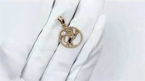 Золотая подвеска знак зодиака Лев AQUAMARINE с фианитом 21638